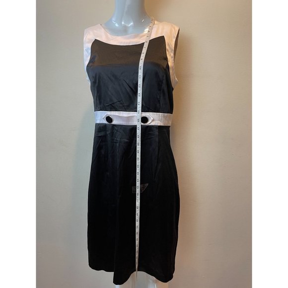 MAURICES Womens Colorblock Sheath Dress H0412 Round Neck Black White Size 11/12 - Picture 3 of 8